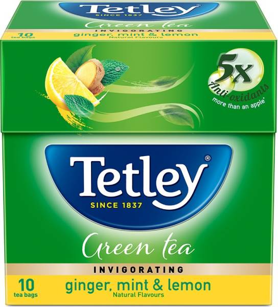 Tetley Ginger, Mint &amp; Lemon Green Tea Bags Box