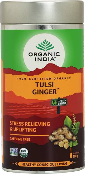 Organic India Ginger, Tulsi Tea Tin