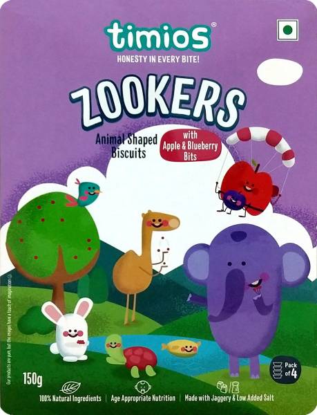 Timios Zookers Animal Shaped with Apple &amp; Blueberry bits