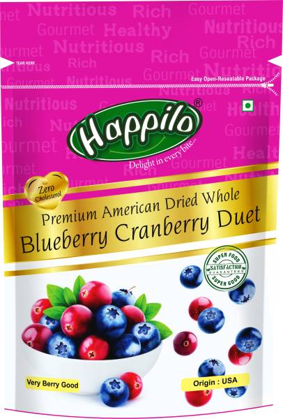 Happilo Premium American Dried Whole Duet Blueberry, Cranberries