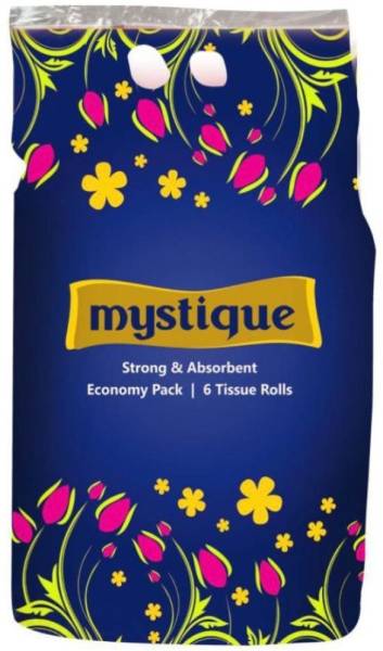 Mystique 2 Ply Toilet Tissue Paper Roll - 6 Rolls Toilet Paper Roll