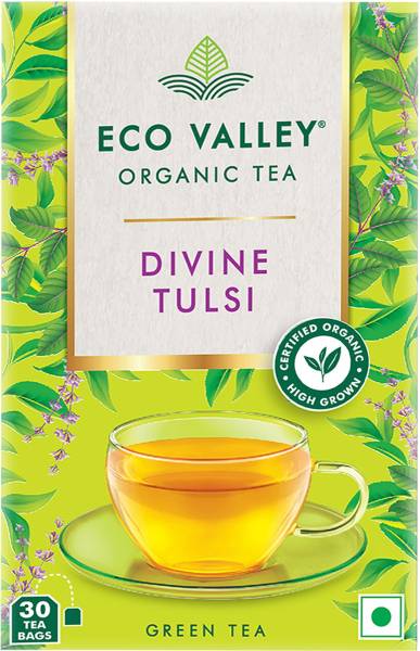 Eco Valley Divine Tulsi Green Tea Bags Box