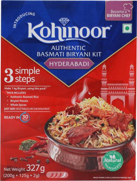 Kohinoor Authentic Hyderabadi Biryani Basmati Rice Kit 327 g