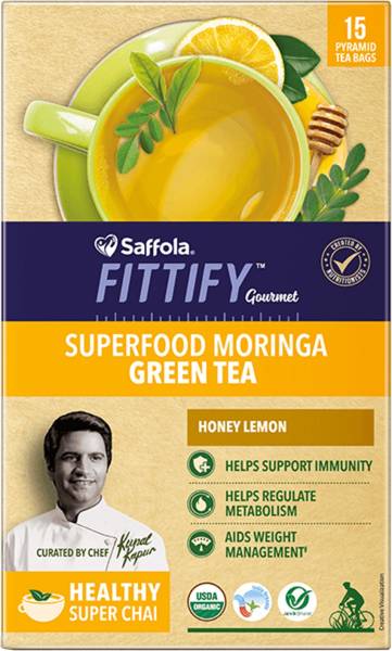 Saffola Fittify Gourmet Superfood Moringa Honey Lemon Green Tea Box