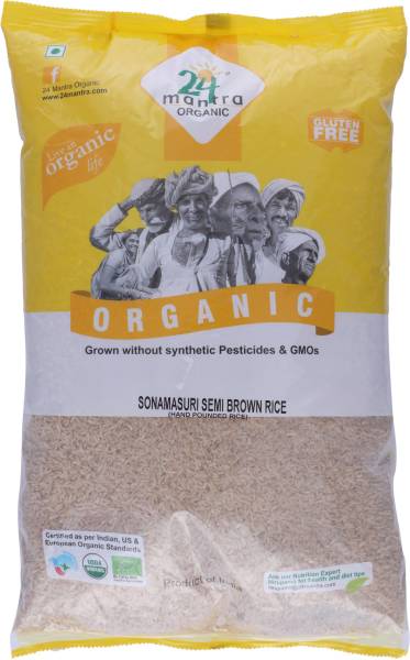 24 Mantra Organic Hand Pounded Semi Brown Sona Masoori Rice