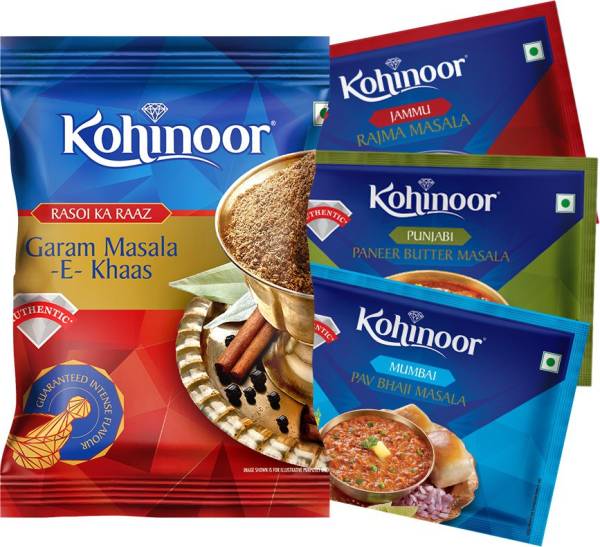 Kohinoor Garam, Pav Bhaji, Panner Butter, Rajma Masala Spices Combo