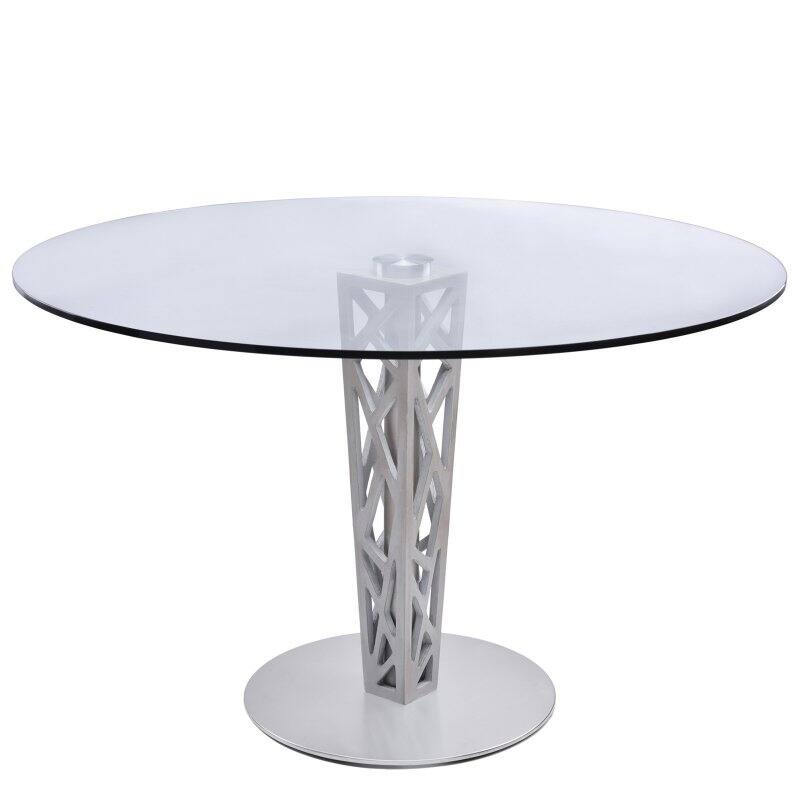Armen Living Crystal Glass Round Dining Table