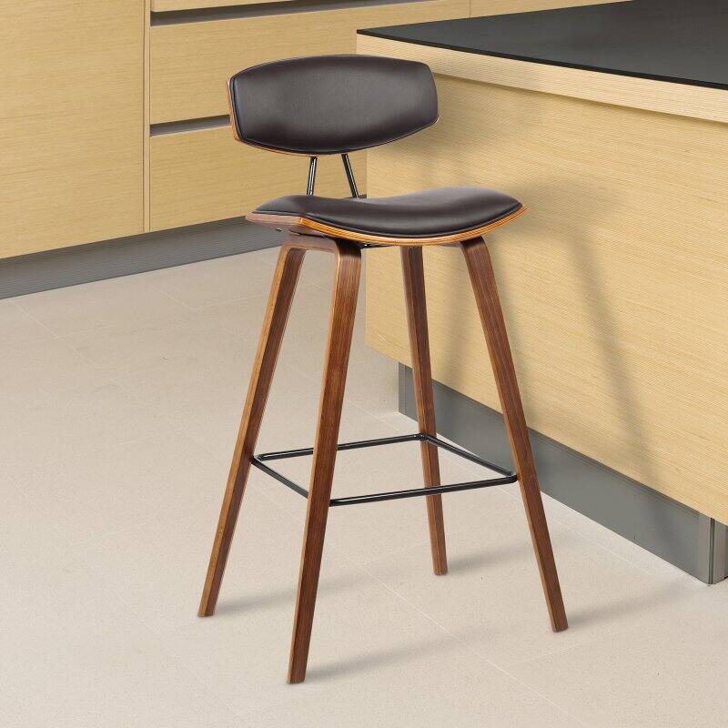 Armen Living Fox 30 in. Mid-Century Bar Height Bar Stool