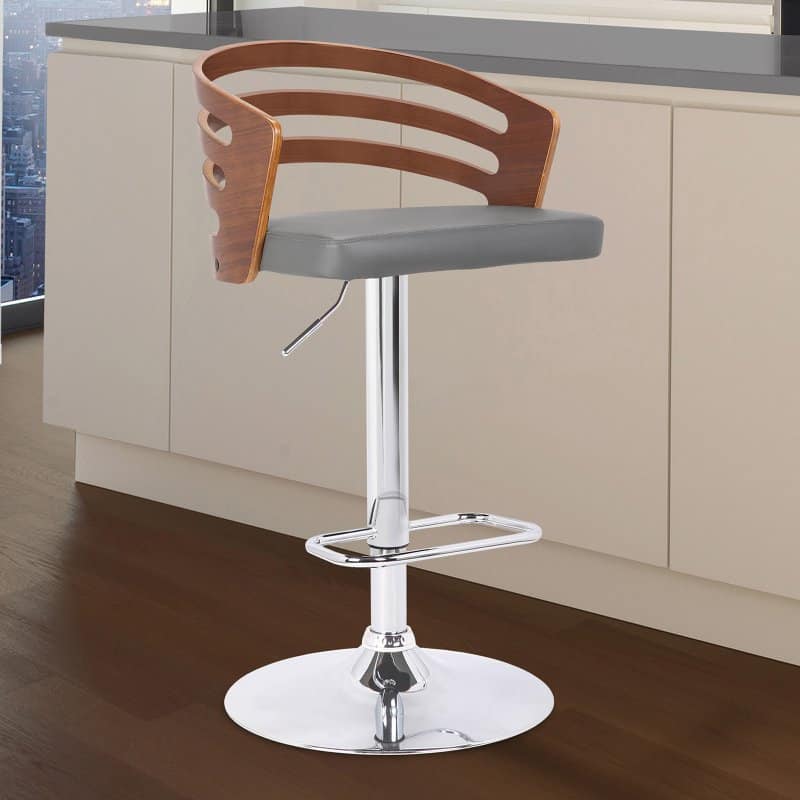 Armen Living Adele Mid-Century Adjustable Swivel Barstool