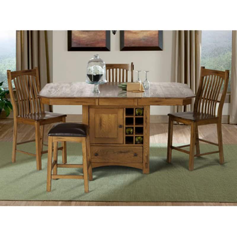 A-America Laurelhurst Wine Storage Counter Height Dining Table - Rustic Oak