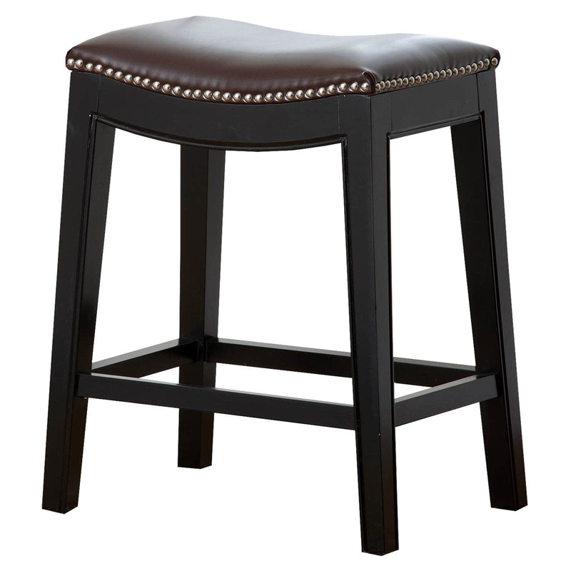 Abbyson Reagan Dark Brown Leather Nailhead Trim Counter Stool