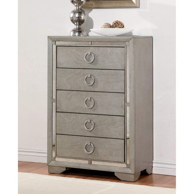 Abbyson Claire Mirrored 5 Drawer Chest