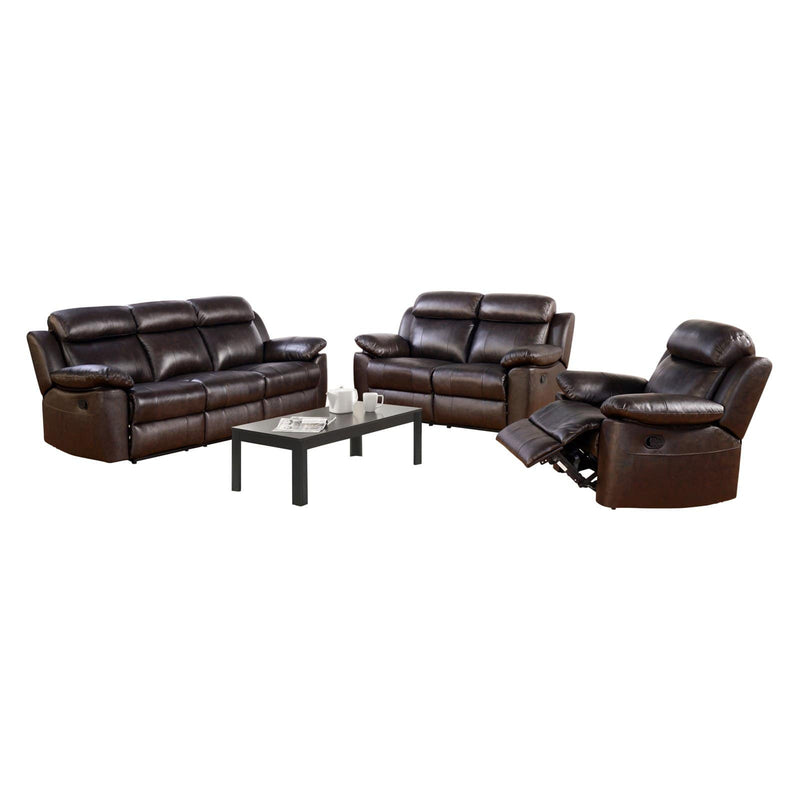 Abbyson Dominica Top Grain Leather Reclining Sofa Set