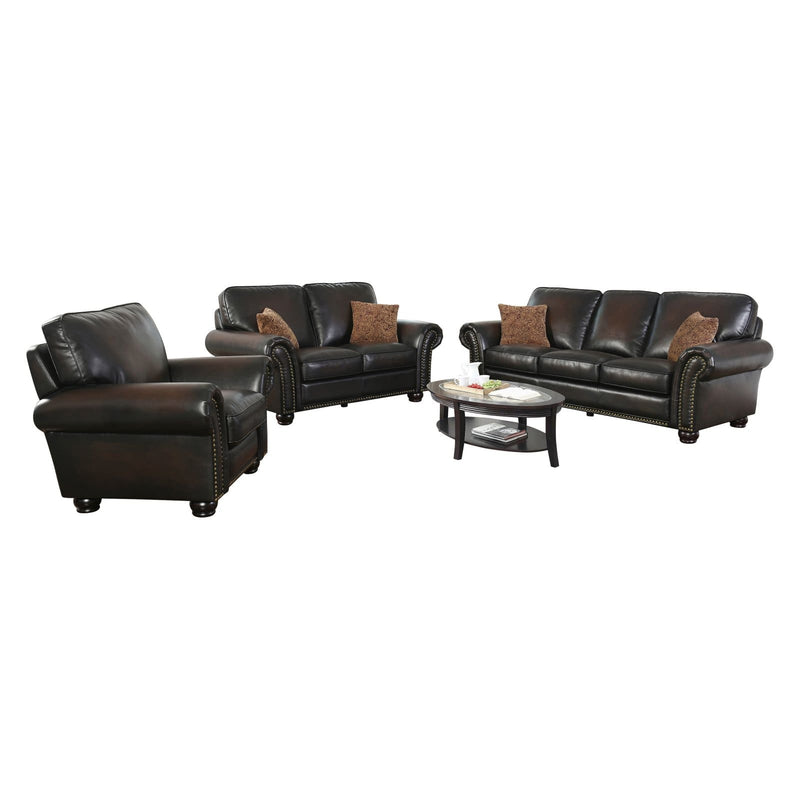 Abbyson Mac 3 Piece Hand Rubbed Leather Sofa Set