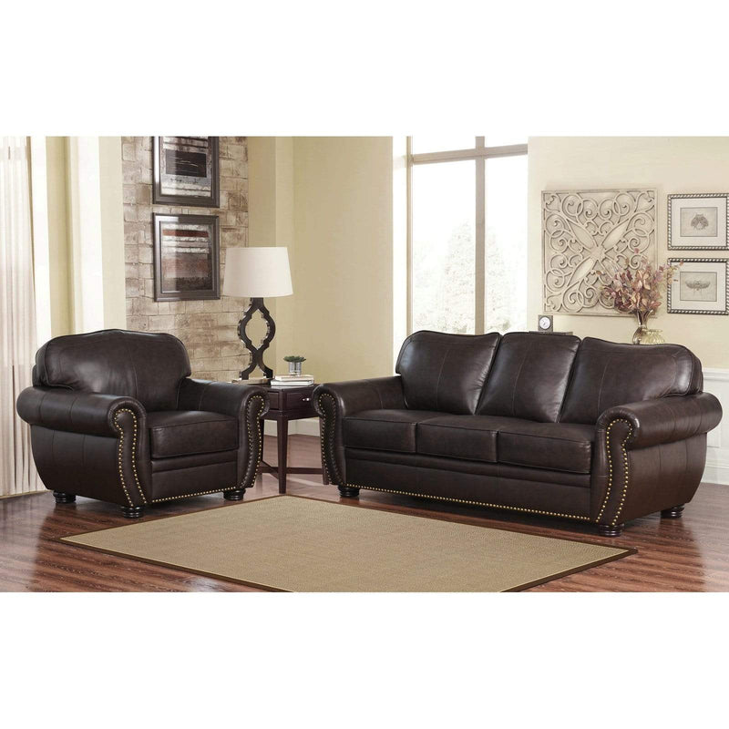 Abbyson Tamra Premium Italian Leather Sofa and Armchair