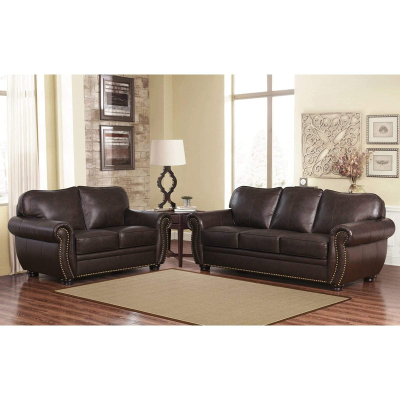 Abbyson Tamra Premium Italian Leather Sofa and Loveseat