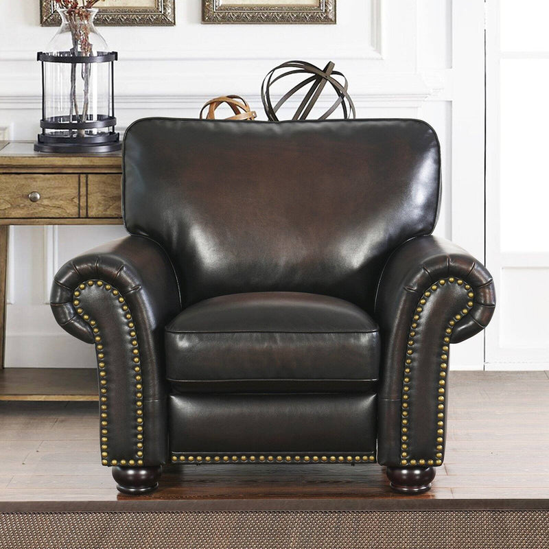 Abbyson Mac Hand Rubbed Leather Push Back Recliner