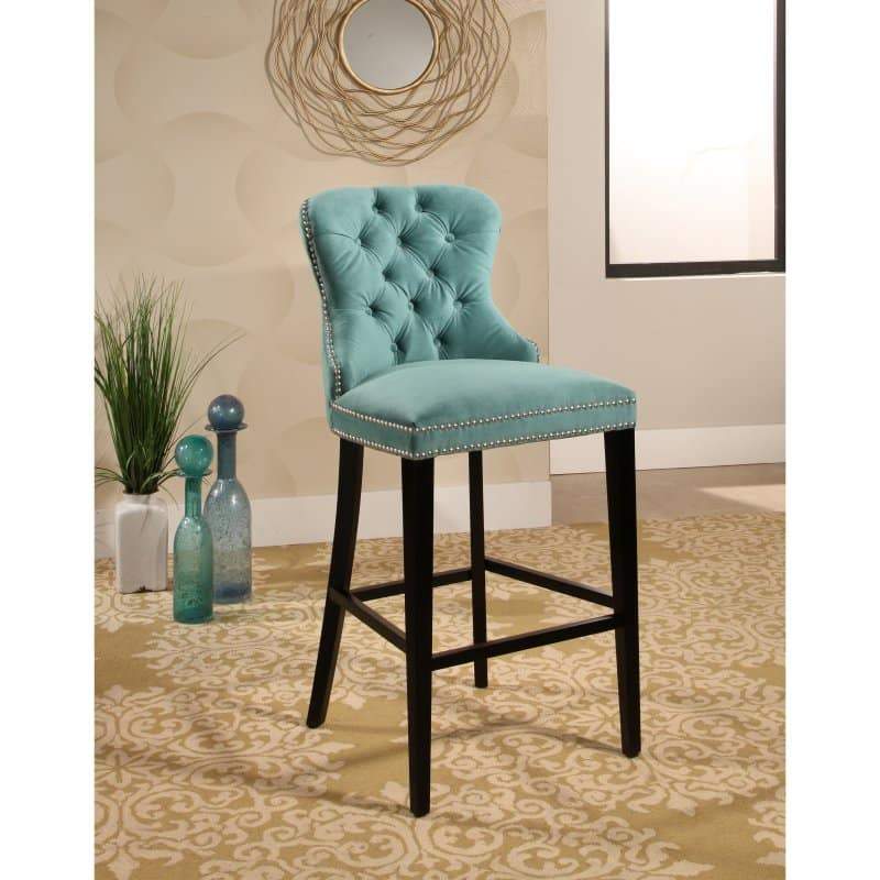 Abbyson Harper Tufted Velvet 30 in. Bar Stool