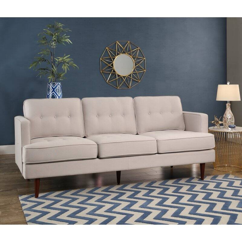 Abbyson Danya Century Tufted Sofa Ivory