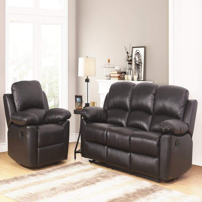 Abbyson Living Western Leather Sofa and Recliner Set