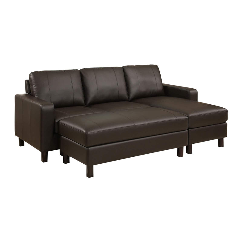 Abbyson Cedar Leather Reversible Sectional Sofa with Storage Ottoman