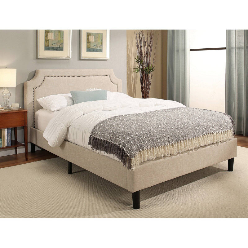 Abbyson Maya Upholstered Nailhead Trim Queen Platform Bed