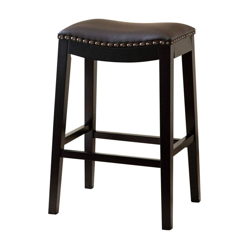 Abbyson Living Mia Bonded Leather Saddle 29 in. Bar Stool Brown