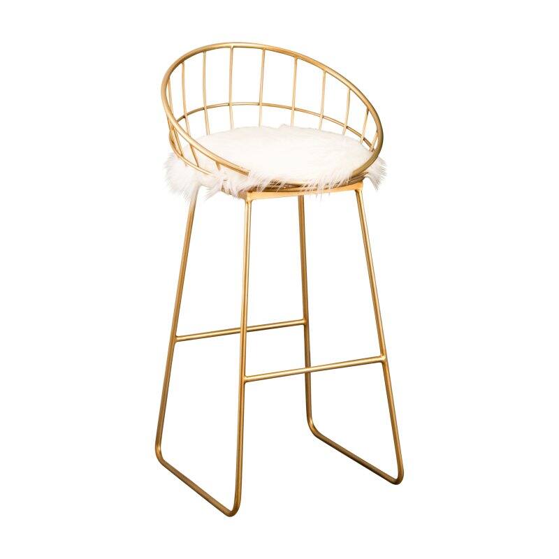 Abbyson Living Evelyn Gold and Faux Fur Bar Stool