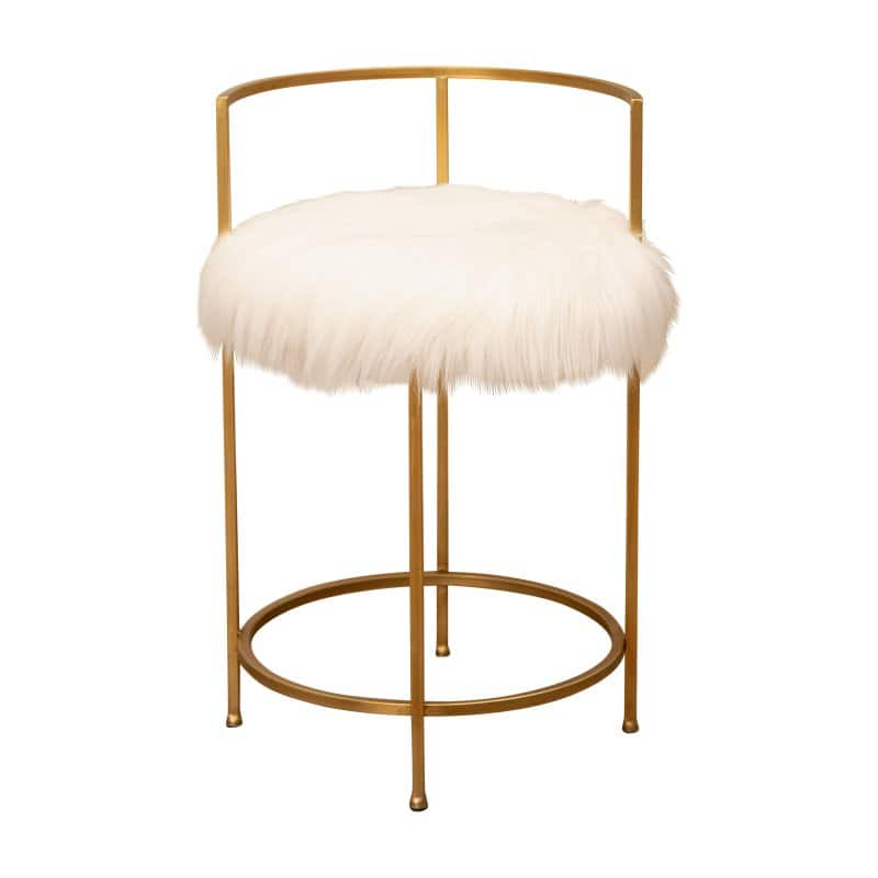 Abbyson Living Lillian Gold and Faux Fur Counter Stool