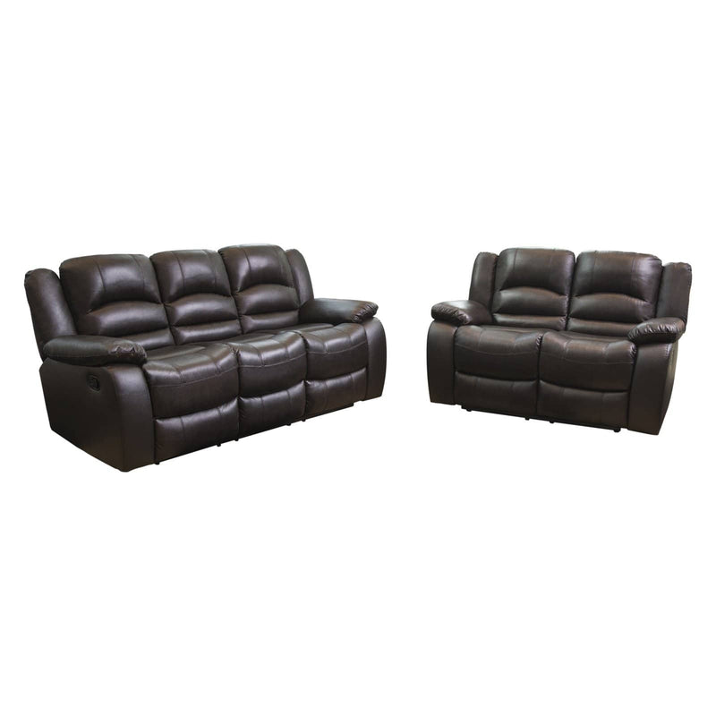 Abbyson Ashlyn Brown Leather Reclining Loveseat and Sofa Set