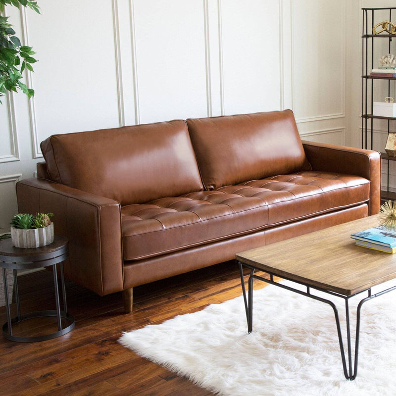 Abbyson Living Rothwell Mid-Century Leather Sofa Set