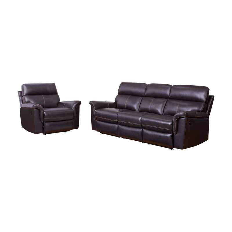 Abbyson Wellington Top Grain Leather Reclining Sofa and Armchair Set