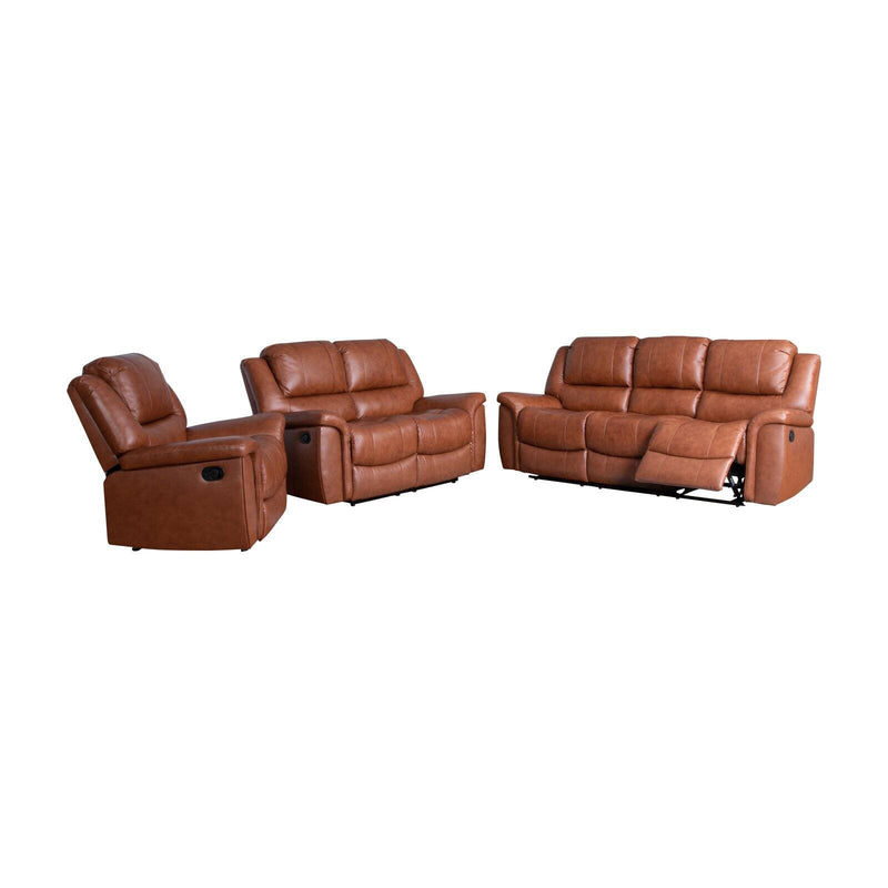 Abbyson Maddox 3 Piece Top Grain Leather Reclining Sofa Set