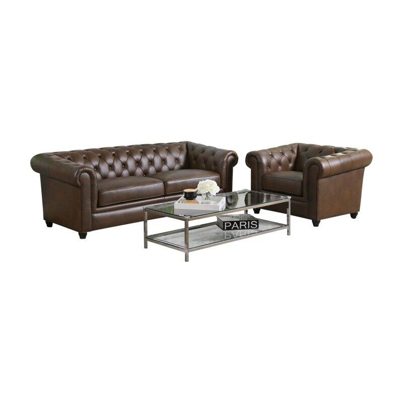 Abbyson Richmond Tufted Chesterfield Sofa and Armchair Set