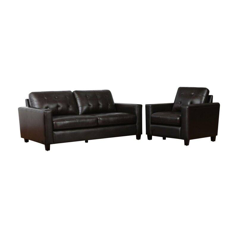 Abbyson Merano Top Grain Leather Sofa and Armchair Set