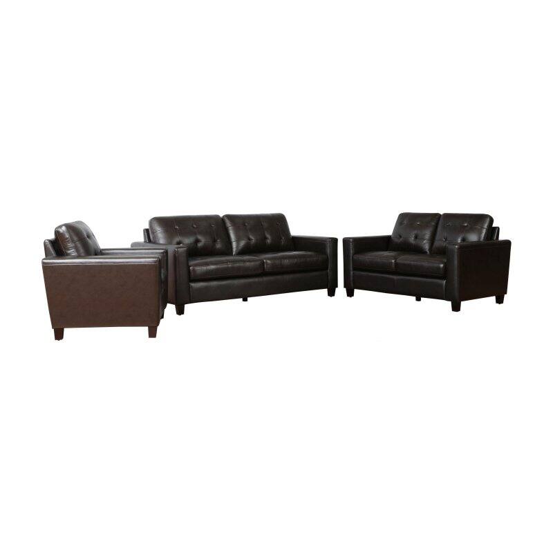 Abbyson Merano 3 Piece Top Grain Leather Sofa Set