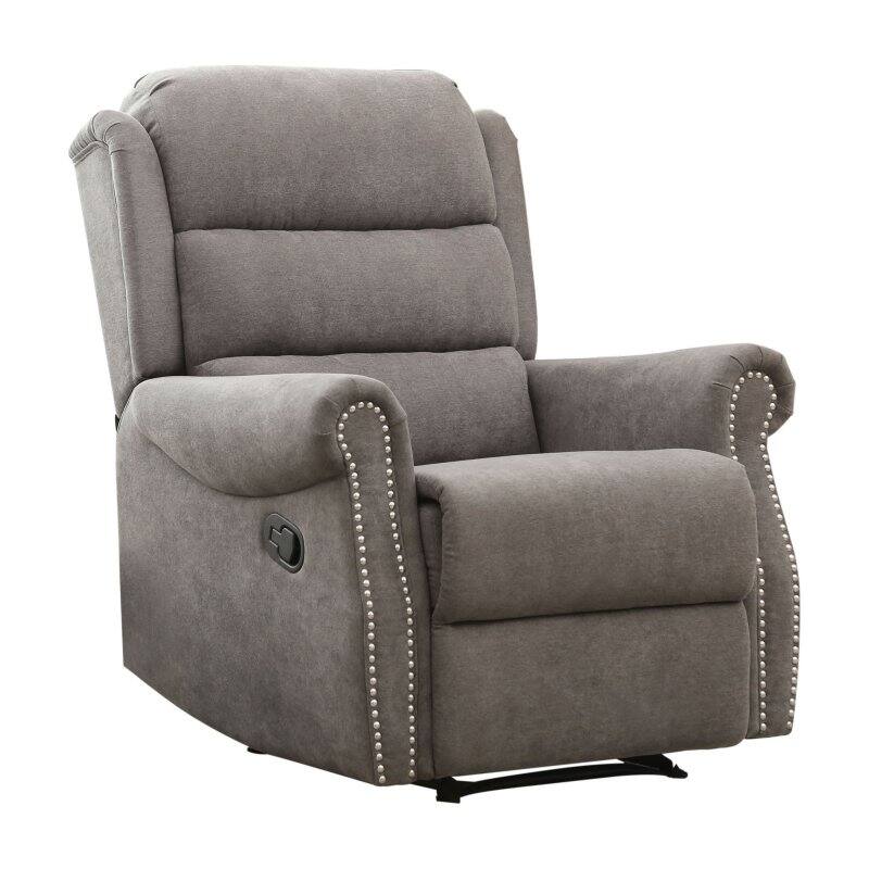 Abbyson Jayden Fabric Recliner with Nailhead Trim