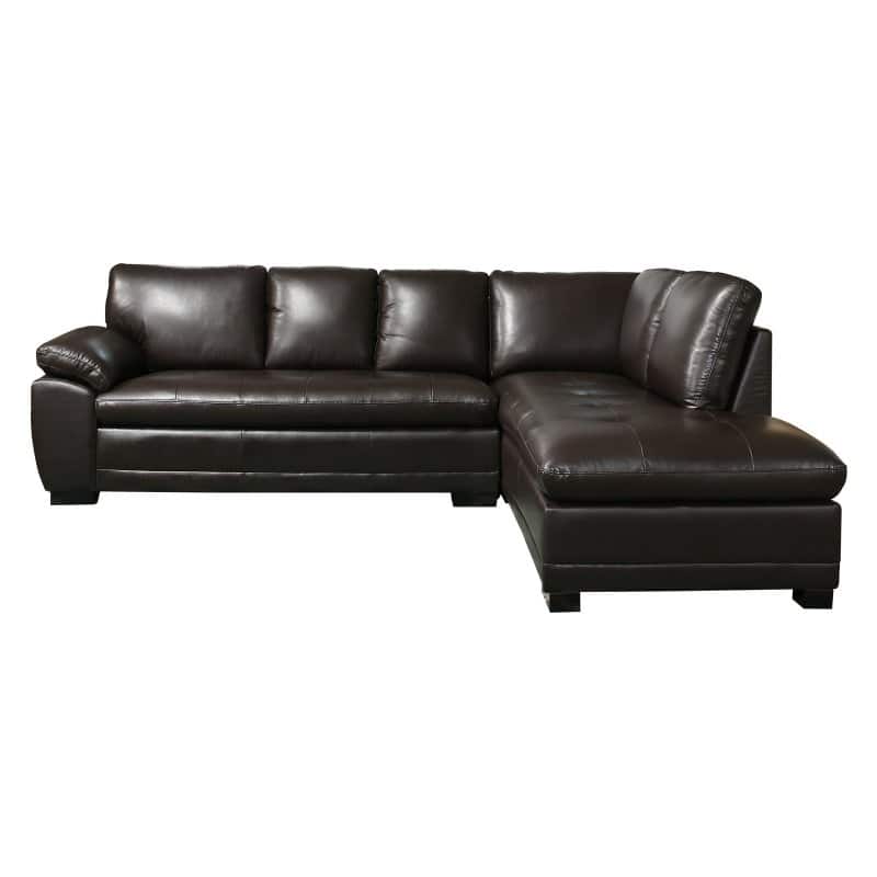 Abbyson Woodland Premium Italian Leather Sectional Sofa