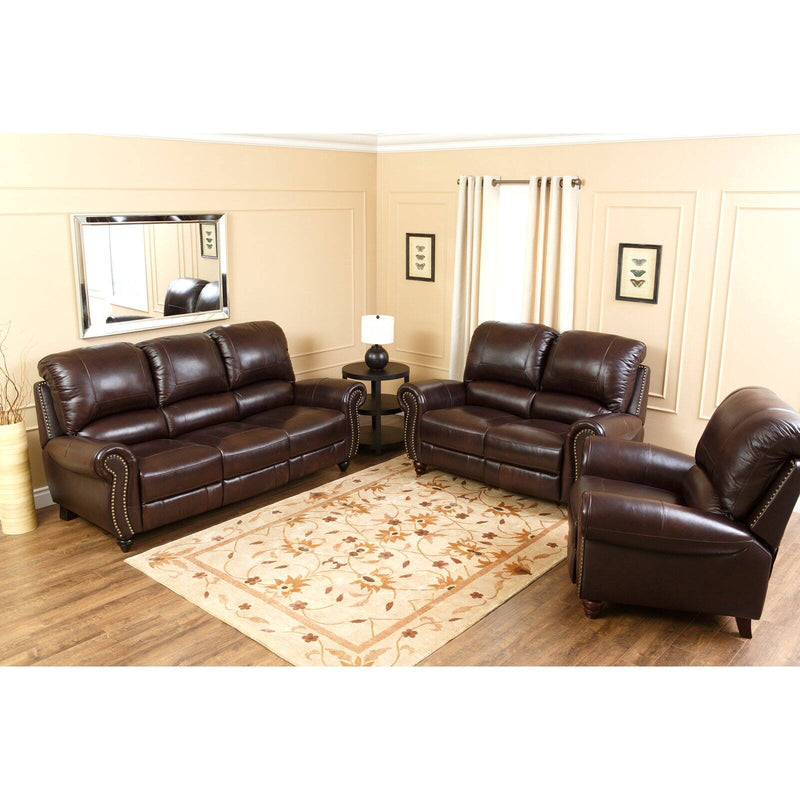 Abbyson Madison Leather Push Back Reclining Sofa Set