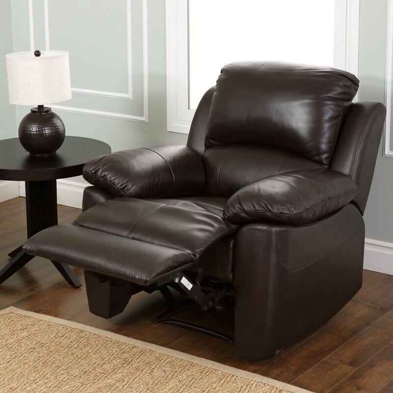 Abbyson Western Top Grain Leather Recliner - Brown