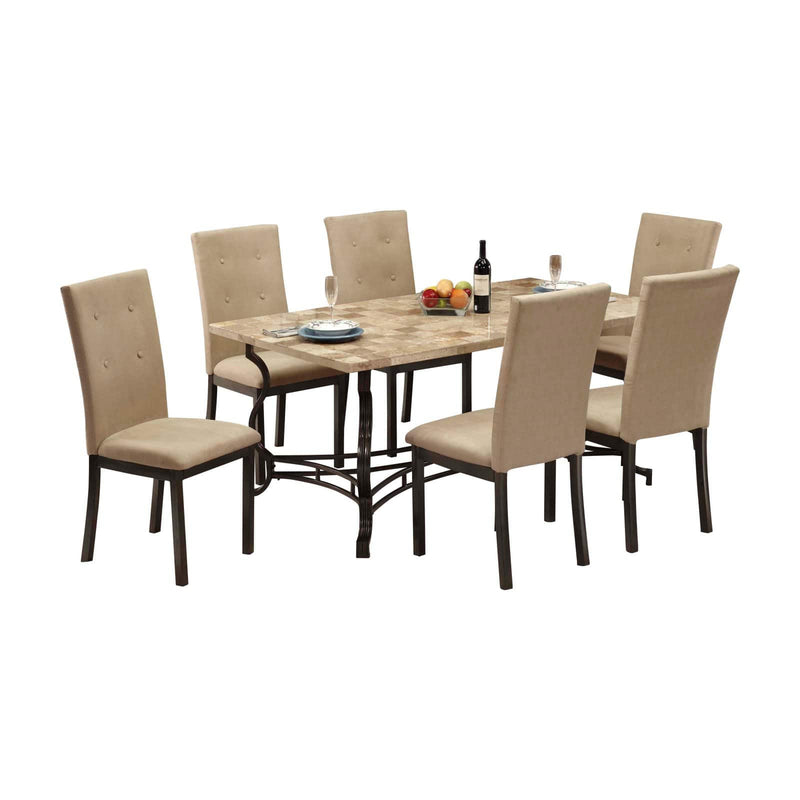 Anthony California Travertine 7 Piece Rectangular Dining Table Set