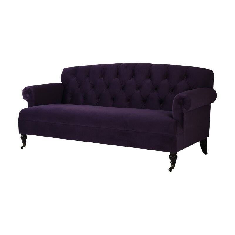 Jennifer Taylor Home Mackenzie Tufted Sofa with Metal Casters and Rolled Arms