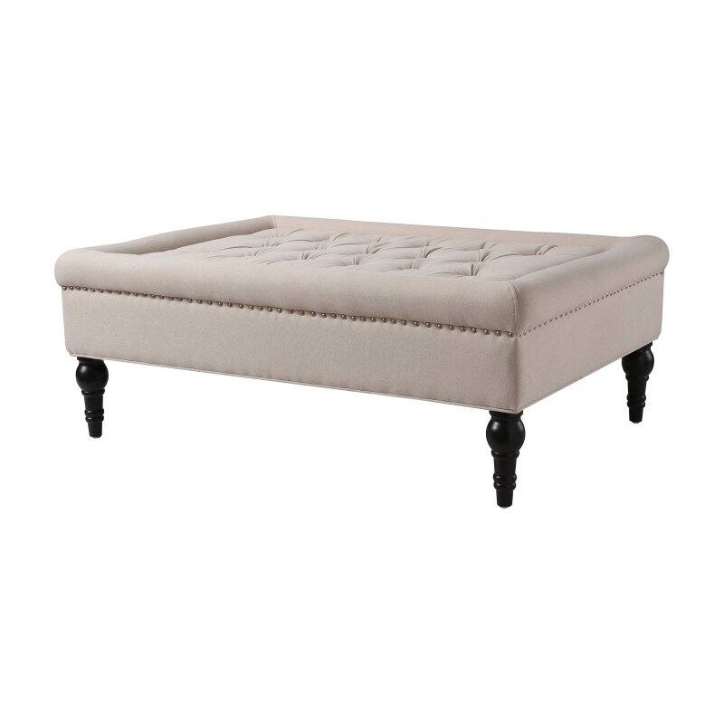 Jennifer Taylor Home Giselle Large Tufted Square Cocktail Ottoman with Nailhead Trim