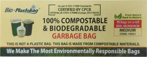 Plastobag Compostable and Biodegradable Medium Garbage Bag