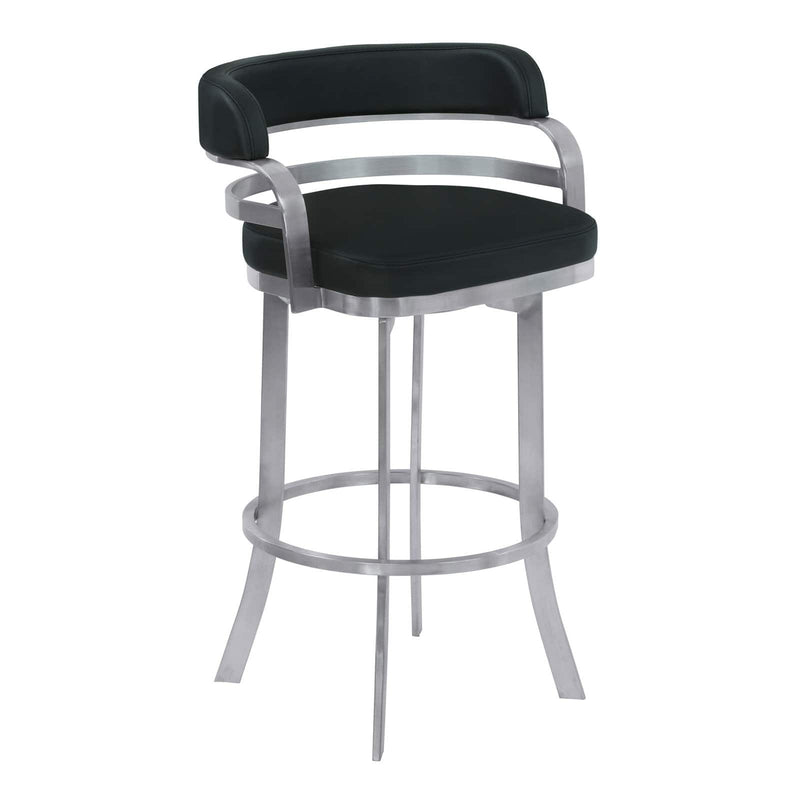 Armen Living Prinz in. 26 Counter Height Metal Swivel Bar Stool Black