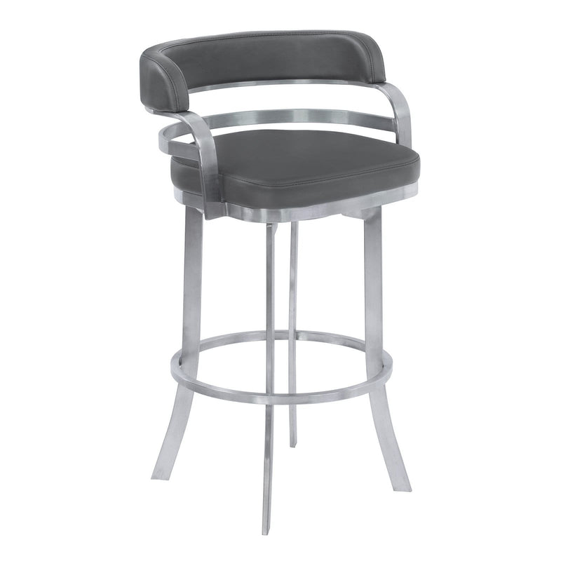 Armen Living Prinz in. 26 Counter Height Metal Swivel Bar Stool Gray