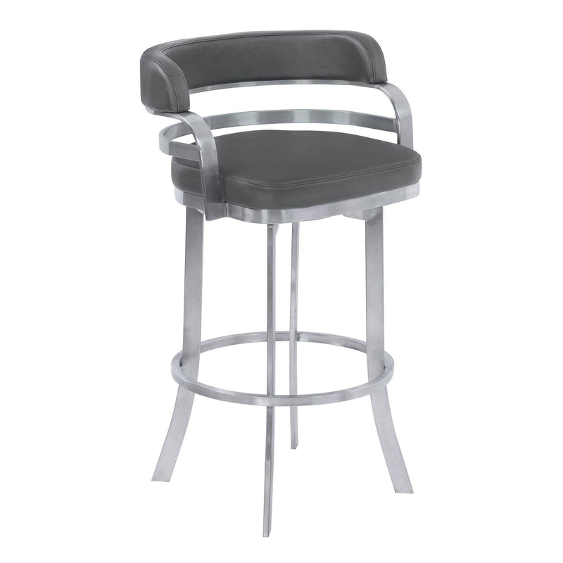 Armen Living Prinz 30 in. Bar Height Metal Swivel Bar Stool Gray