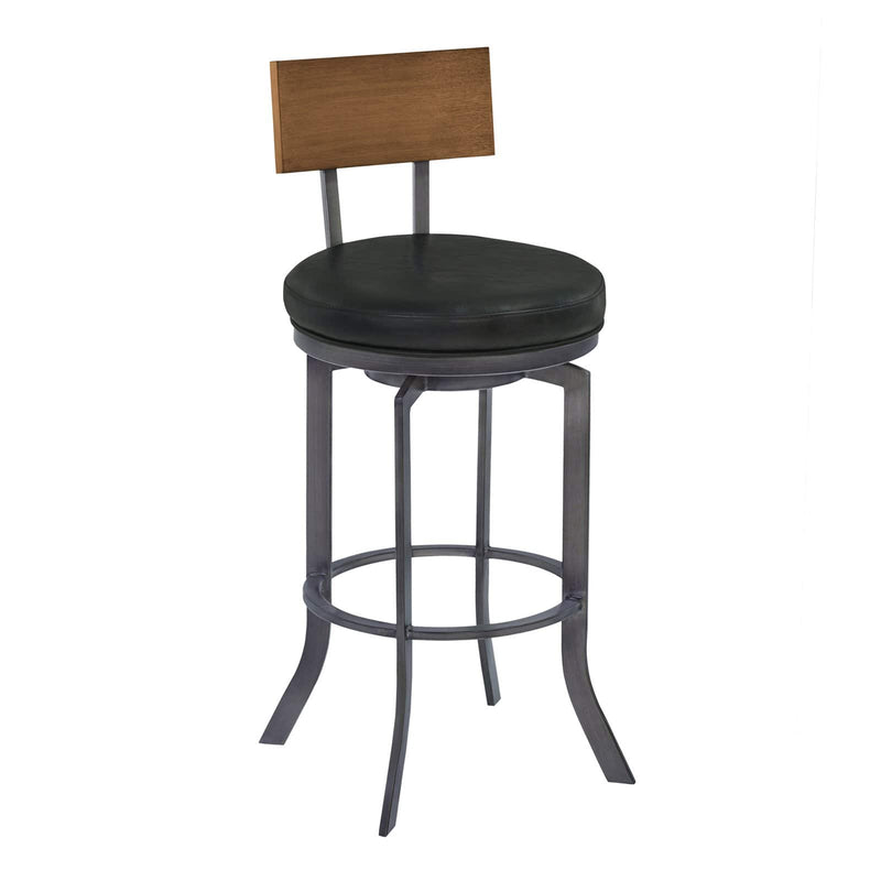 Home Chic Coyle 26 in. Armless Swivel Counter Stool Vintage Black / Mineral / Walnut