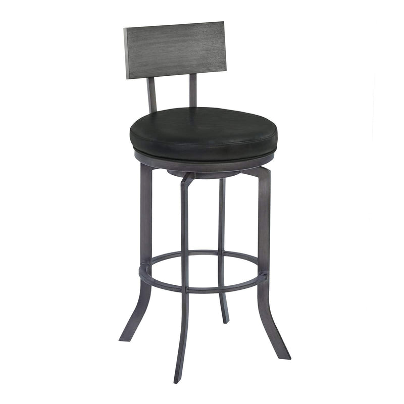 Home Chic Coyle 30 in. Armless Swivel Bar Stool Vintage Black / Mineral / Gray Walnut