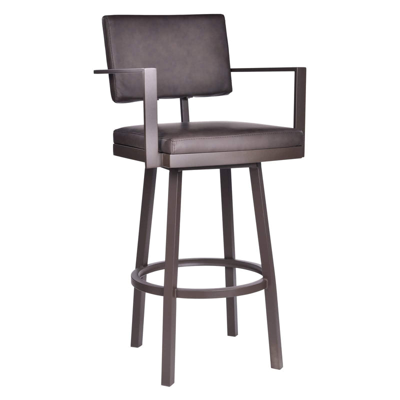 Home Chic Staley 30 in. Swivel Bar Stool with Arms Brown / Vintage Brown